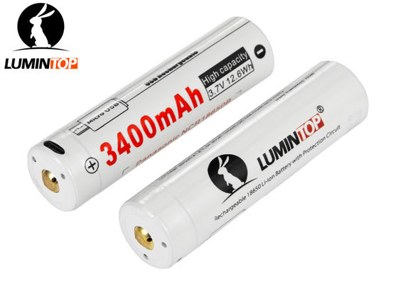 China Rechargeable Lumintop Lm34c Battery , 3400mAh 18650 Lithium Rechargeable Battery supplier